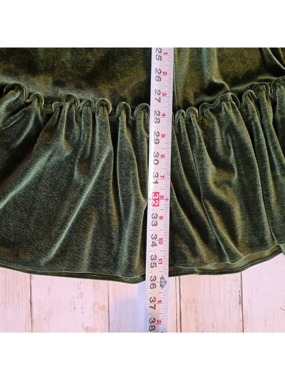 NWT Taylor Green Long Sleeve Luxury Velvet Ruffled Midi Whimsigoth Fairycore - Picture 7 of 11